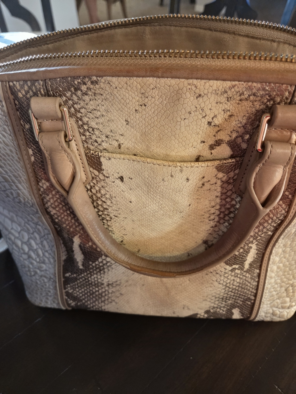 Brahmin Taupe and Cream Snake-Texture Crossbody Satchel/Crossbody - Picture 4 of 16
